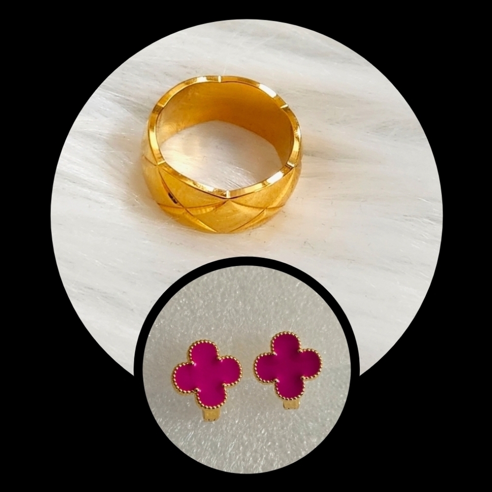 Gold Ring Size 7/earrings Set